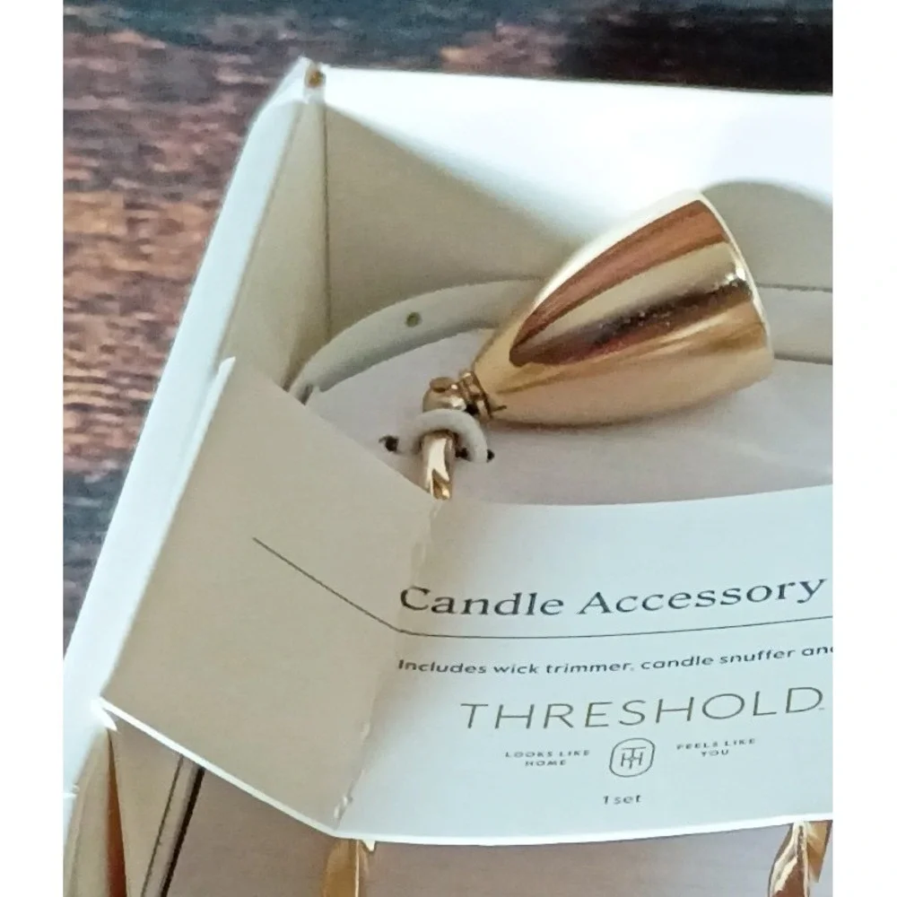 Threshold‎ Candle Accessory Set 3 Piece Gold Wick Trimmer Snuffer Tray 054000011